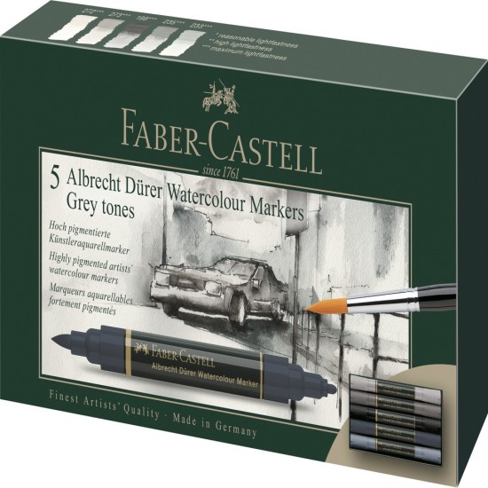 Set 5 Markere Solubile Tonuri De Gri A.durer Faber-castell