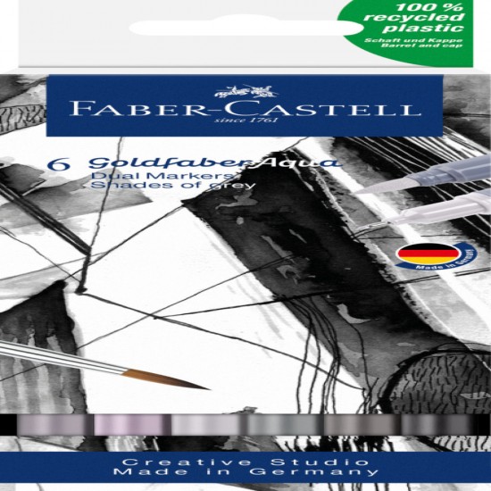 Marker Solubil 2 Capete Set 6 Buc Tonuri De Gri Goldfaber Faber-castell