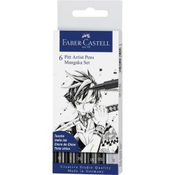 Pitt Artist Pen Manga Set 6 Negru Faber-castell