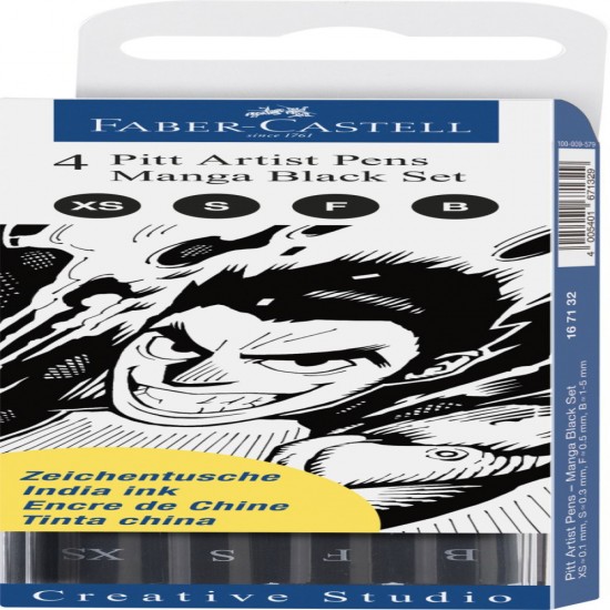 Pitt Artist Pen Manga Set 4 Negru Faber-castell
