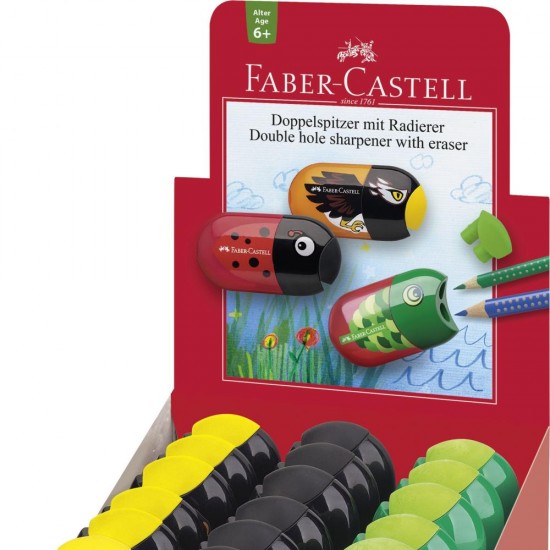 DISPLAY 18 ASCUTITORI ASORTATE PESTISOR-BUBURUZA-VULTUR FABER-CASTELL