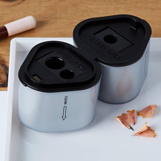 Ascutitoare Tripla cu Container Faber-Castell Grip 2001, Gri, Ascutitori, Faber-Castell Ascutitori, Faber-Castell Grip 2001 Ascutitoare Creioane, Ascutitori Plastic pentru Scoala, Ascutitori Scoala, Ascutitori Creioane, Ascutitoare de Birou