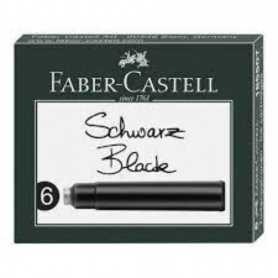 Set 6 Cartuse cu Cerneala Faber-Castell, Neagra, Cartuse Cerneala, Rezerva Cerneala, Patorane Cerneala, Mine Stilou, Mine pentru Stilou, Mine de Stilou, Cartuse Stilou, Rezerva Cartuse Stilou, Rezerva Cerneala Stilou