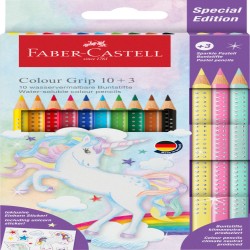 Set Promo Creioane Colorate 10+3 Culori Grip 2001 Unicorni Faber-castell
