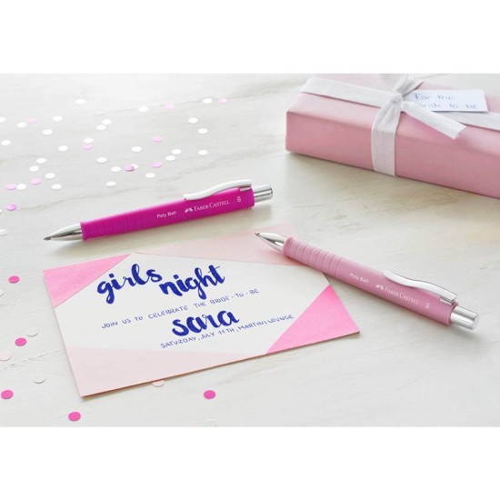 Pix cu Mecanism si Grip Faber-Castell Poly Ball 2020, Mina XB, Rose, Pixuri cu Mecanism, Pix Faber-Castell, Pixuri Faber-Castell, Pixuri Scriere, Pix Scriere, Pix Elevi, Pix Studenti, Pixuri Elevi, Pixuri Studenti, Pix Albastru, Pixuri Albastre