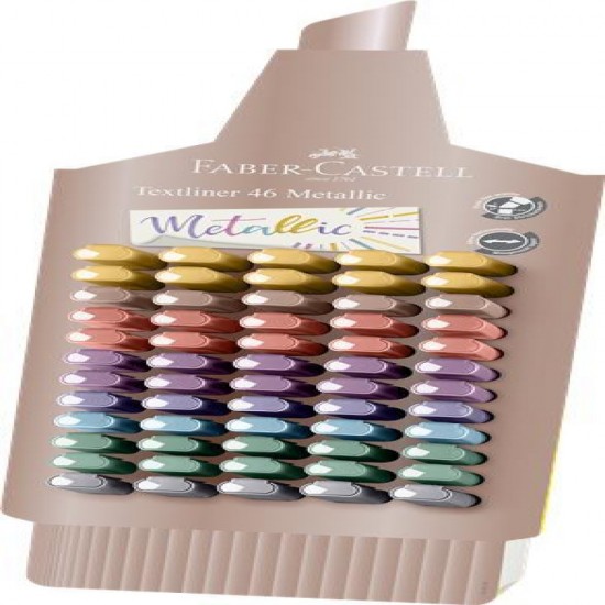 Display 60 Bucati Textmarkere Metalizate Pen Shape Faber-castell