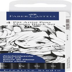 Pitt Artist Pen Set Manga 4 Buc Negru Faber-castell