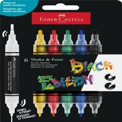 Set 6 Markere Acrilice Shake&paint Culori Clasice Faber-castell