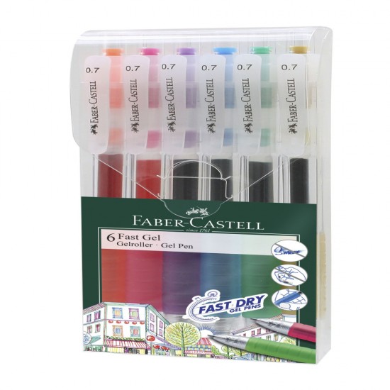 Set 6 Buc Pix Cu Gel 0.7mm Fast Gel Faber-castell