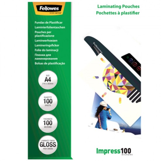 Folie A4 pentru Laminare Fellowes, 100 Microni, 100 Folii/Top, Folie Laminare, Folii pentru Laminare, Set Folii Laminare, Top Folii Laminare, Folie pentru Laminat, Folii pentru Laminat, Folie de Laminare, Folii de Laminare