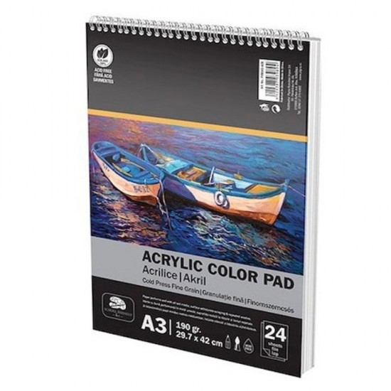 Bloc Desen Spira A3 Culori Acrilice 190g 24 File Pigna