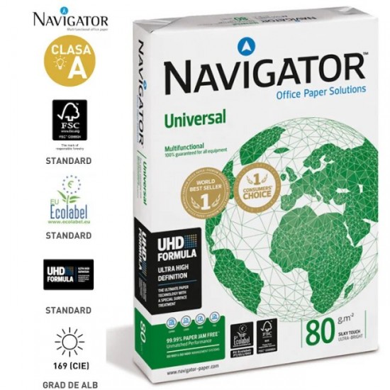 Hartie copiator NAVIGATOR Universal A4, 80g/mp, 500 Coli/Top