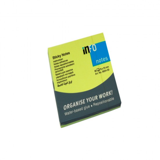 Notes Adeziv 75*75mm Verde Neon 80 File Info Notes