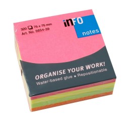 Notes Adeziv 75*75mm 4 Culori Neon 320f Info Notes