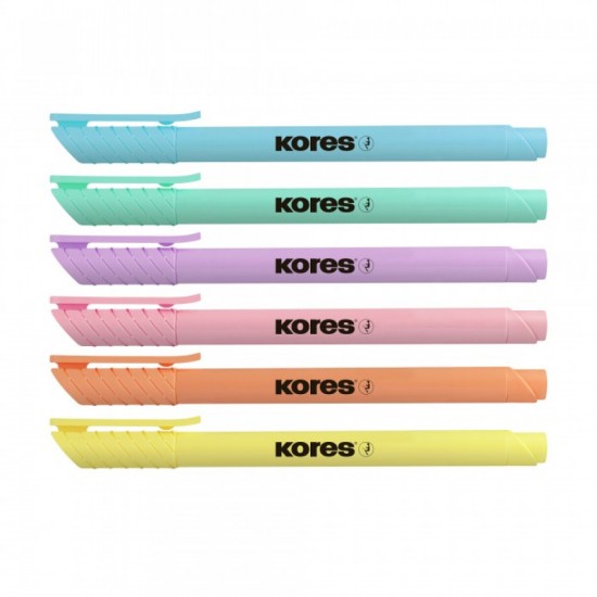 Textmarker Set 6 Pastel Slim Cutie Plastic Kores