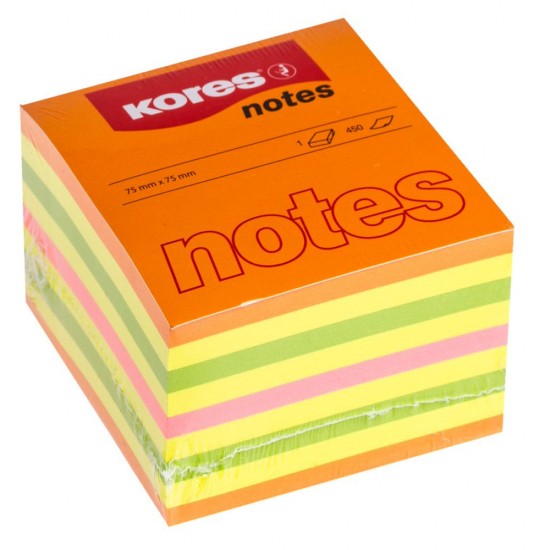 Notes Adeziv 75*75mm Neon Mixt Summer 450 File Kores