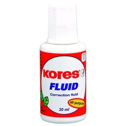 Corector Fluid pe Baza de Solvent cu Pensula Kores, 20 ml, Uscare Rapida, Corectoare Fluide, Corector cu Pensula, Corectoare cu Pensula, Corector Scoala, Corectoare Scoala, Corector pentru Scoala, Corector Uscare Rapida, Corectoare pentru Scoala