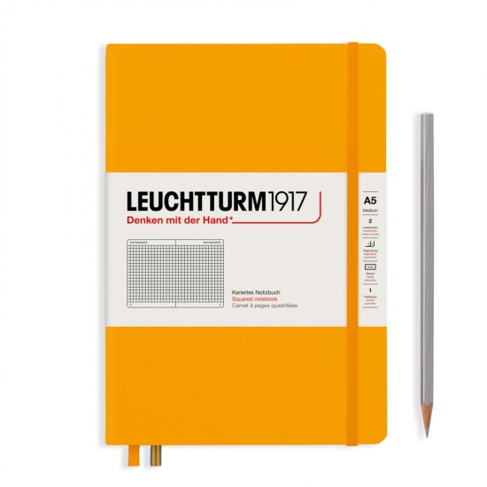Caiet A5 Aritmetica Coperta Rigida Galben Mustar Leuchtturm