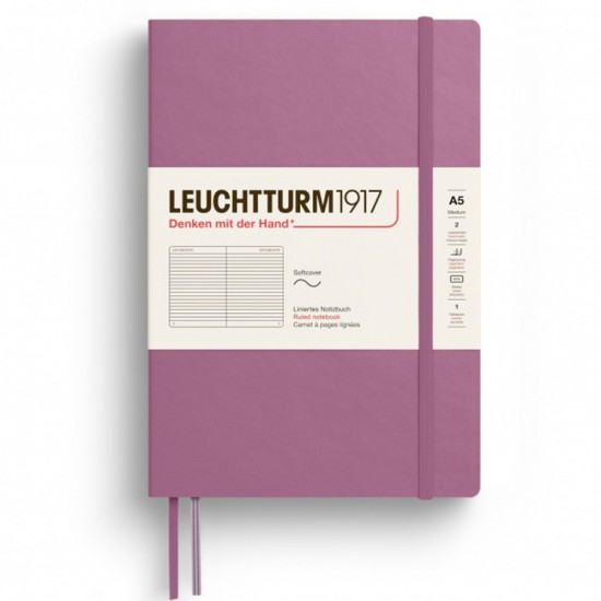 Caiet A5 Dictando Coperta Flexibila Dusty Rose Leuchtturm