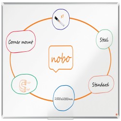 Whiteboard Magnetic Otel Lacuit 100*150cm Premium Plus Nobo