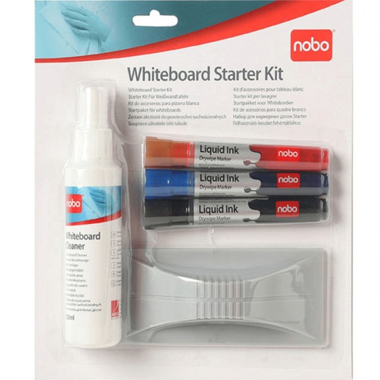 Kit Whiteboard 3 Markere+burete Magnetic+spray Curatare 125 Ml Nobo