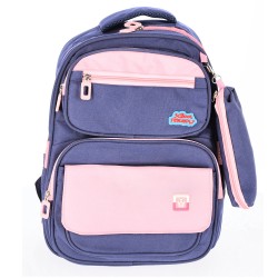 Ghiozdan Clasa 0 Funtasy Bleumarin Roz Cu Penar 4 Fermoare Pigna