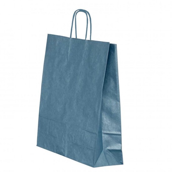 Punga Hartie Maner Rasucit 22 X 10 X 31 Cm Albastru Lucios/alb Papiroti