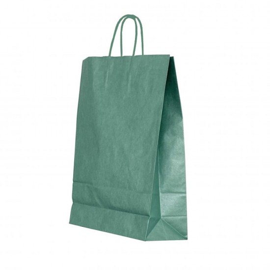 Punga Hartie Maner Rasucit 22 X 10 X 31 Cm Verde Lucios/alb Papiroti