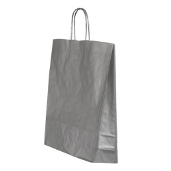 Punga Hartie Maner Rasucit 26 X 12 X 35 Cm Argintiu/alb Papiroti