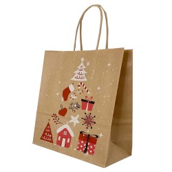 Punga Hartie Maner Rasucit 22 X 10 X 31 Cm Maro/maro Copac Craciun Papiroti