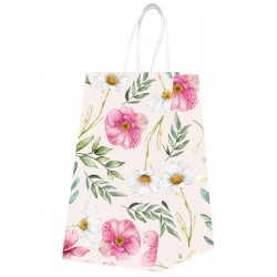 Punga Hartie Maner Rasucit 32 X 12 X 41 Cm Alb/alb Flori Papiroti