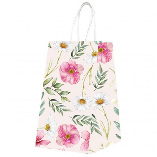 Punga Hartie Maner Rasucit 32 X 12 X 41 Cm Alb/alb Flori Papiroti