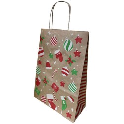 Punga Hartie Maner Rasucit 18 X 8 X 22 Cm Maro Glob Craciun Papiroti