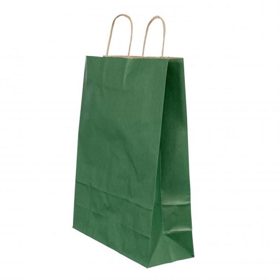 Punga Hartie Maner Rasucit 22 X 10 X 31 Cm Verde Dungi/maro Papiroti