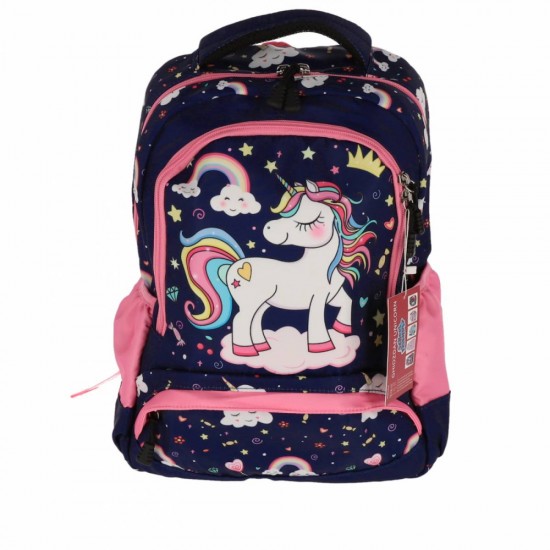 Ghiozdan Clasa 0 Unicorn Bleumarin Happy 3 Fermoare Pigna