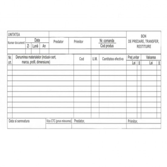 Bon Predare Transfer Restituire