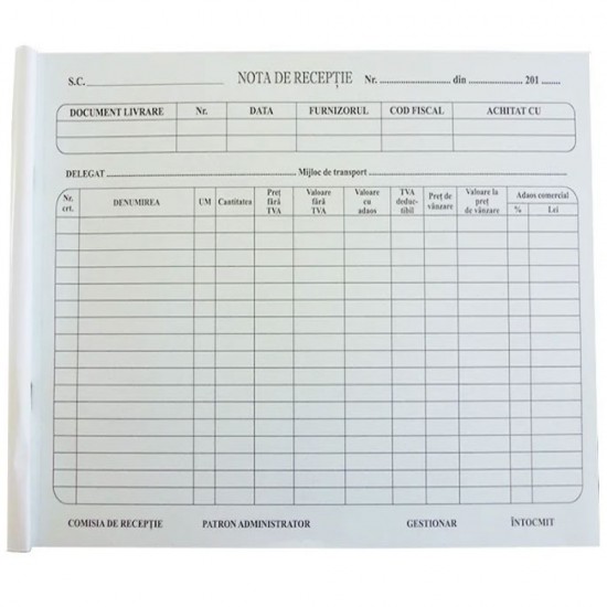 Nota Receptie Model Vechi