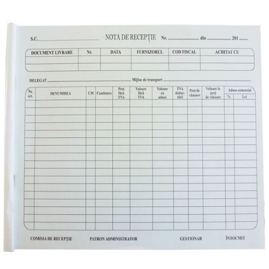 Nota Receptie Model Vechi Autocopiativa
