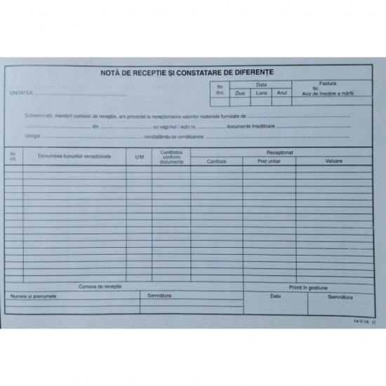 Nota Receptie Constatare Diferente Fara Tva