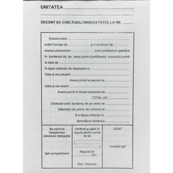 Decont De Cheltuieli Inregistrate A5