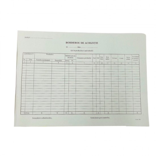 Borderou Achizitii Autocopiativ