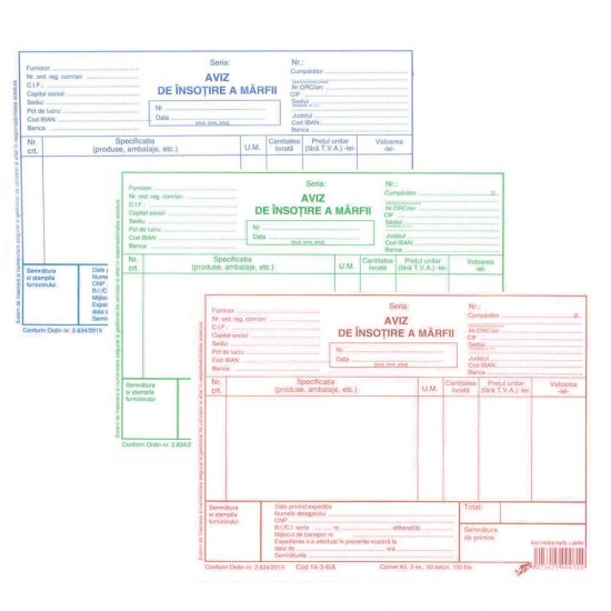 Aviz De Insotire A Marfii A5 3 Exemplare