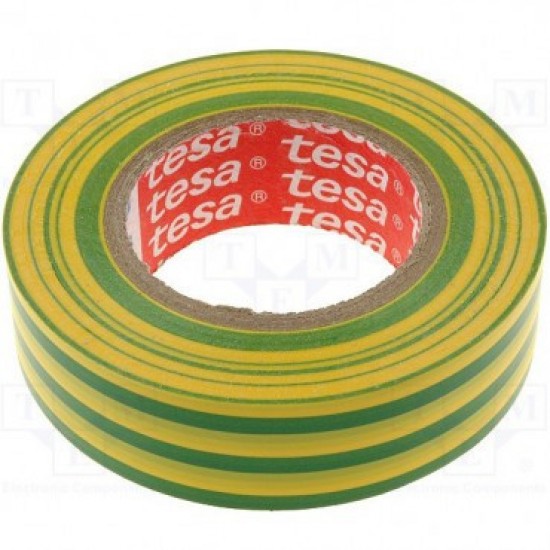 Banda Adeziva Electroizolatoare 20m*19mm Galben/verde Tesa