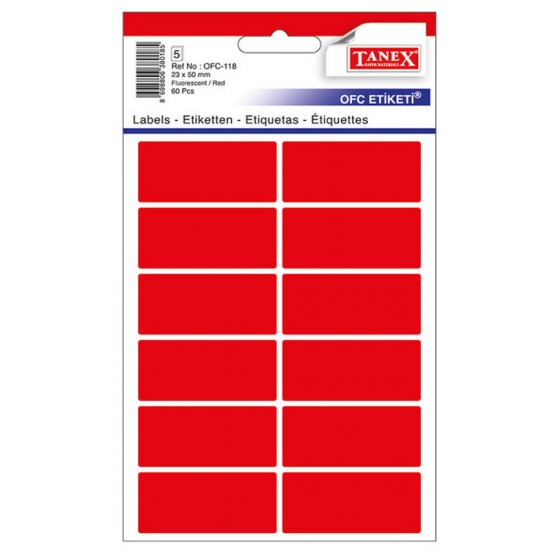 Etichete 23*50mm Colturi Rotunde Rosii 60/set Tanex