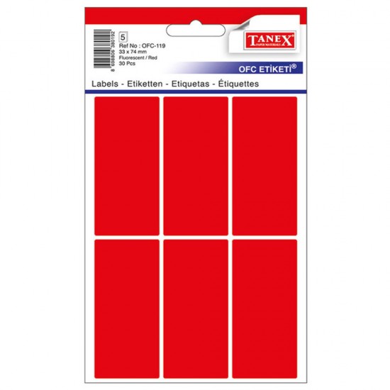 Etichete 33*74mm Colturi Rotunde Rosii 30/set Tanex