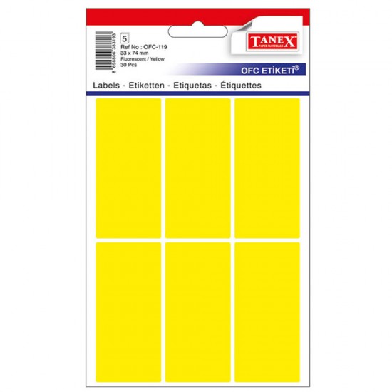 Etichete 33*74mm Colturi Rotunde Galbene 30/set Tanex