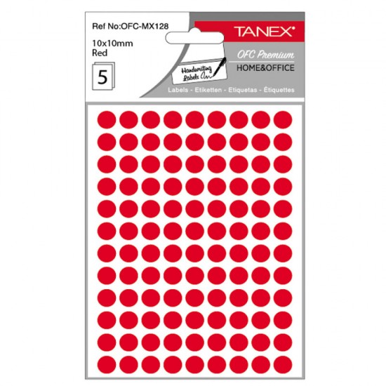 Etichete Rotunde 10mm Rosii 540/tipla Tanex