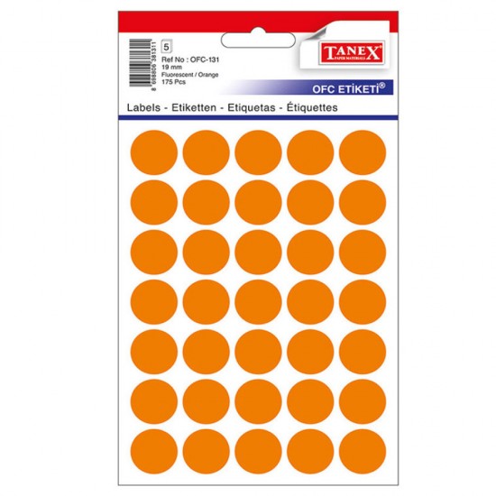 Etichete Rotunde 19mm Portocalii 175/tipla Tanex