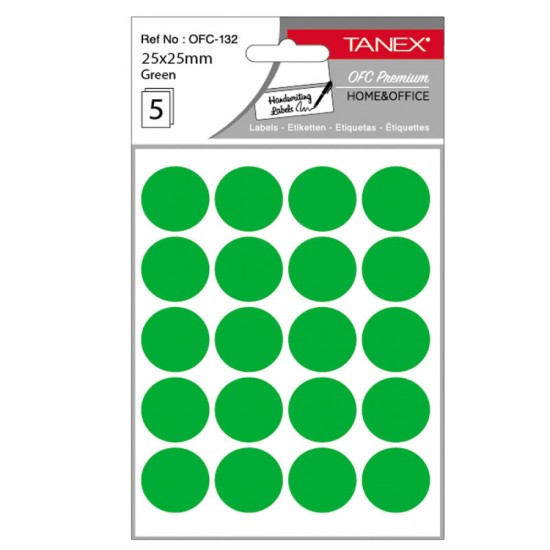 Etichete Rotunde 25mm Verzi 100/tipla Tanex