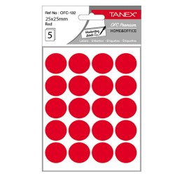 Etichete Rotunde 25mm Rosii 100/tipla Tanex